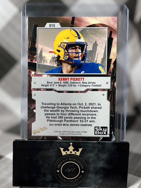 Kenny Pickett 2022 Skybox Metal Universe Champions Metal Shredders Aqua #135 PIT