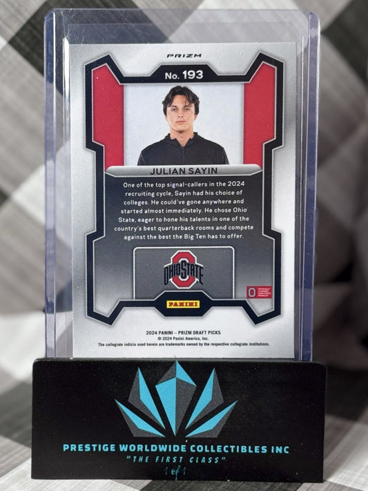 Julian Sayin 2024 Panini Prizm Draft Picks Red Ice Prospect #193 Ohio State