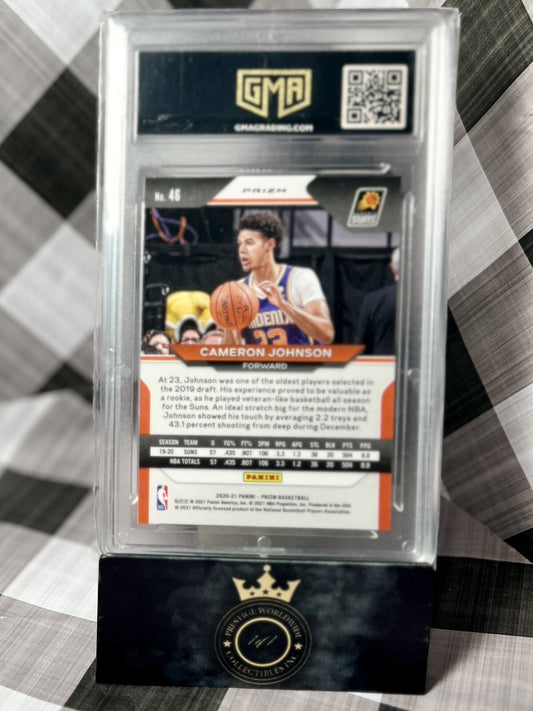 Cameron Johnson 2020-21 Panini Prizm Red, White, Blue GMA 10 #46 PHX Suns & Nets