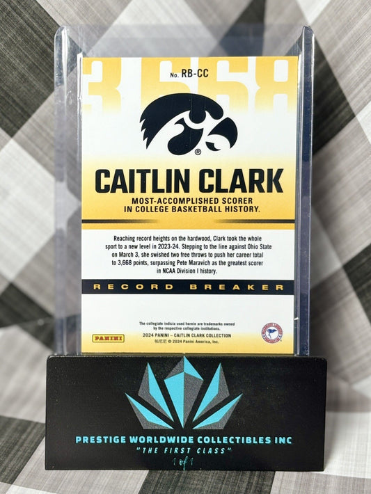 Caitlin Clark 2024 CC Collection Record Breaker Chrome #RB-CC Iowa & Fever