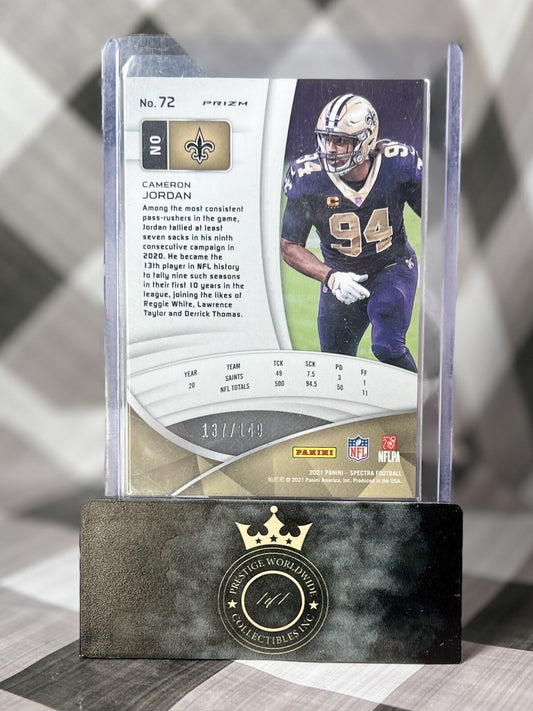 Cameron Jordan 2021 Panini Spectra Holo Silver /149 #72 New Orleans Saints SP