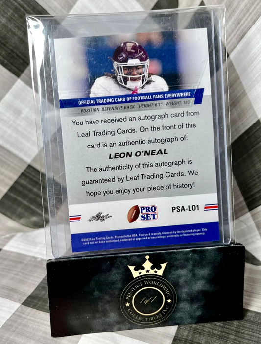 Leon O’Neal 2022 Leaf Pro Set Yellow Auto #PSA-LO1