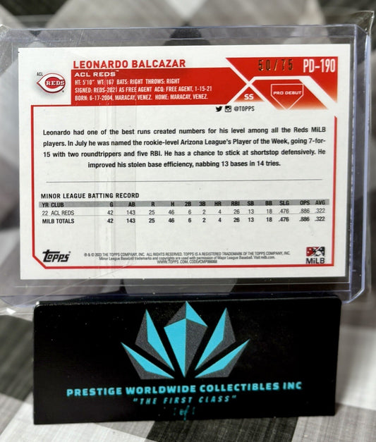 Leonardo Balcazar 2023 Topps Pro Debut Aqua/75 #PD-190 Daytona Tortugas