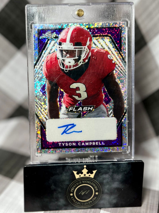 Tyson Campbell 2021 Leaf Flash Purple Sparkle Auto /50 #PA-TC1