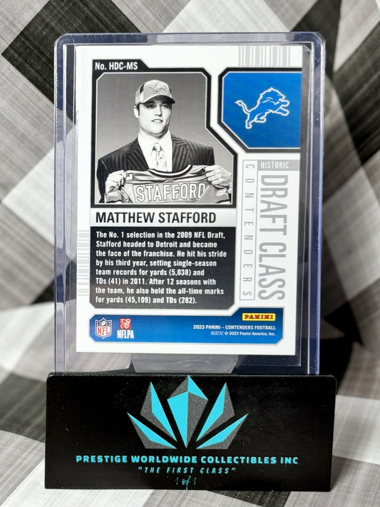 Matthew Stafford 2023 Panini Contenders Historic Draft Class #HDC-MS DET Lions