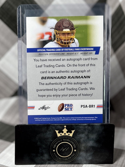 Bernhard Raimann 2022 Leaf Pro Set Rookie Auto Blue Parallel #PSA-BR1 Colts SP