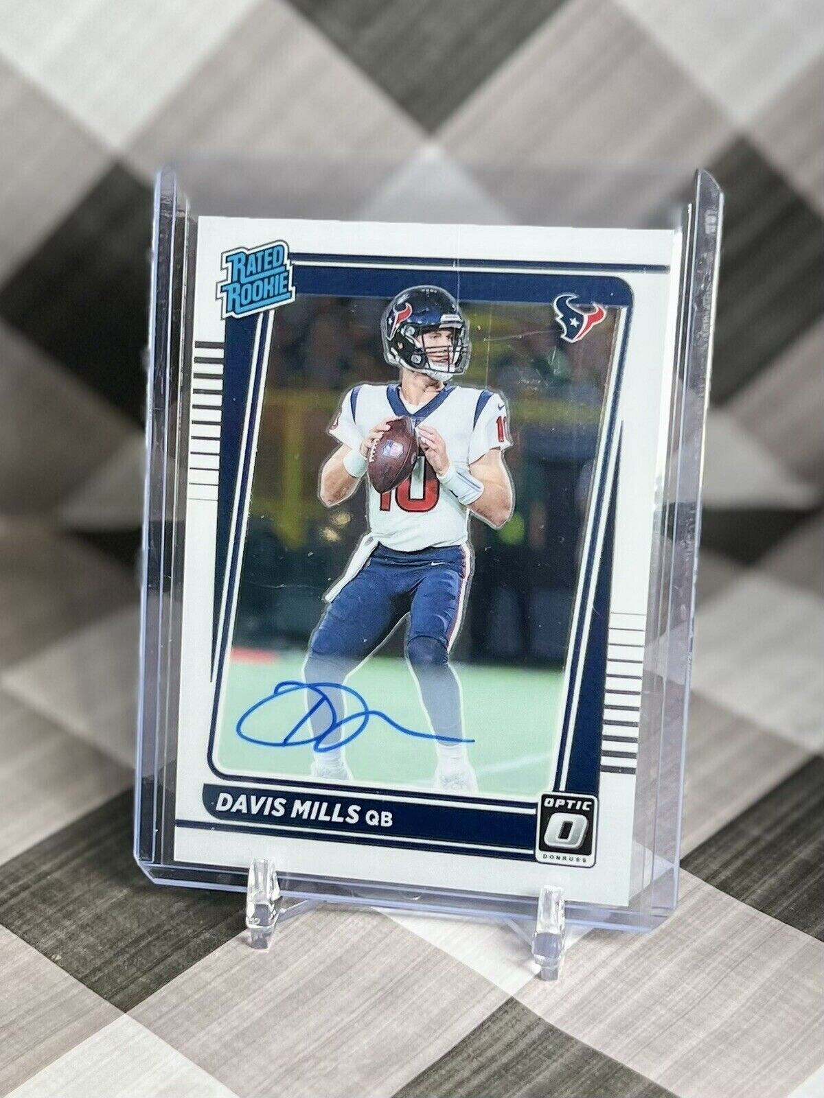 Davis Mills 2021 Panini Donruss Optic Rated Rookie Auto /150 #222 HOU Texans RC