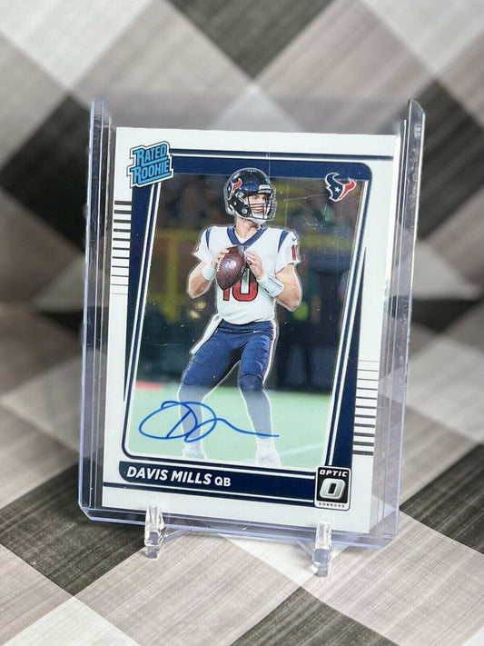 Davis Mills 2021 Panini Donruss Optic Rated Rookie Auto /150 #222 HOU Texans RC