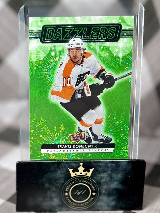 Travis Konecny 2023-24 Upper Deck Series One Green Dazzlers #DZ-25 PHI Flyers