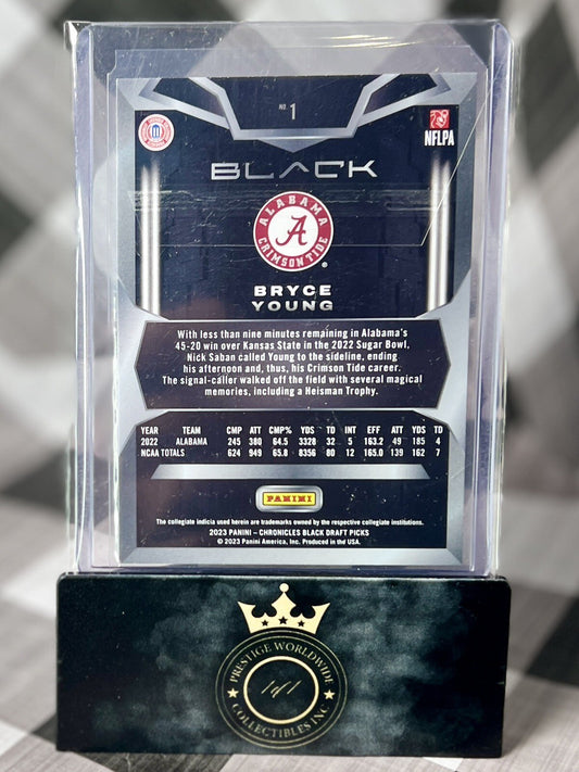 Bryce Young 2023 Chronicles Draft Picks Black Rookie #1 Carolina Panthers RC
