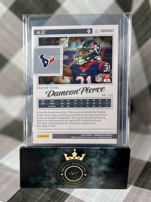 Dameon Pierce 2023 Panini Luminance Blue Parallel /150 #22 Houston Texans SP