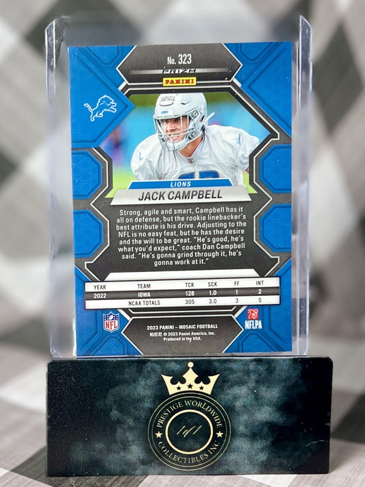 Jack Campbell 2023 Mosaic Yellow Reactive Rookie #323 Detroit Lions & Iowa RC