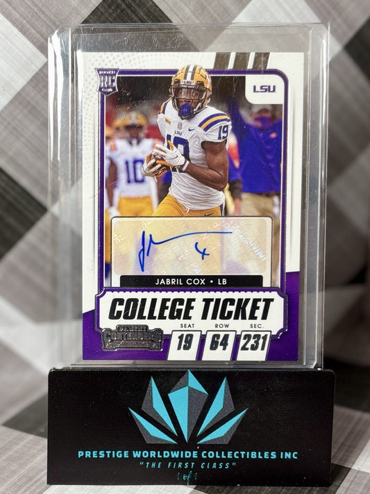 Jabril Cox 2021 Contenders College Ticket Rookie Auto #201 NDSU LSU & Cowboys RC