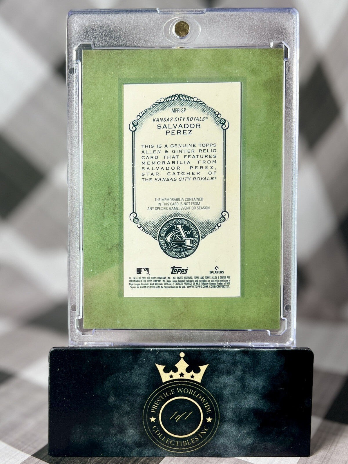 Salvador Perez 2023 Topps Allen & Ginter Mini Framed Relics #MFR-SP KC Royals SP