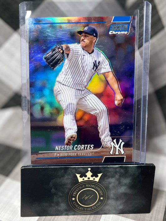 Nestor Cortes 2022 Topps Stadium Club Chrome Blue Refractor /199 #321