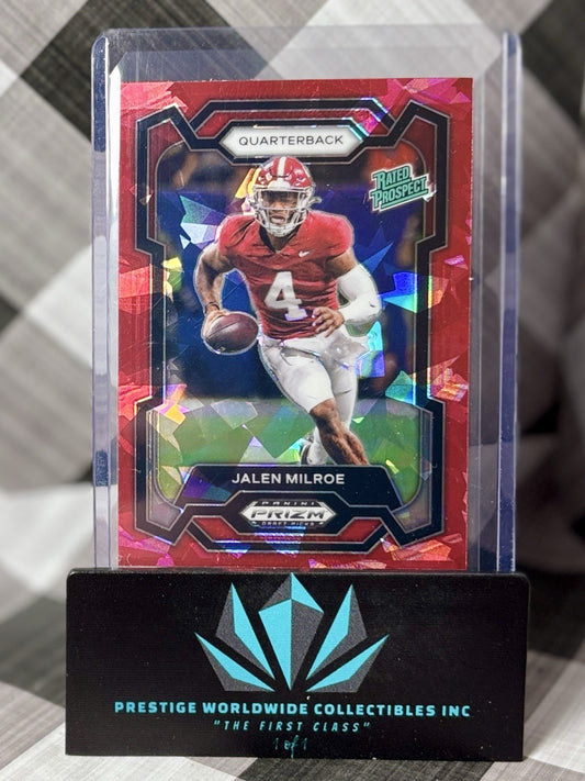 Jalen Milroe 2024 Prizm Draft Picks Red Ice Prospect #122 Seahawks & Alabama