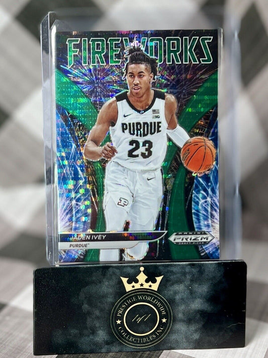 Jaden Ivey 2022 Prizm Draft Picks Fireworks Green /25 #FW-JI - Pistons Purdue