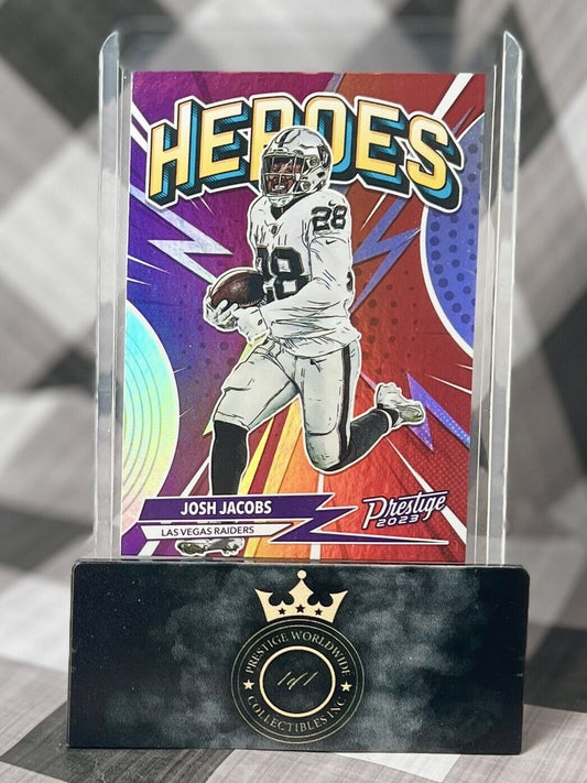 Josh Jacobs 2023 Panini Prestige Heroes Insert #H-14 Las Vegas Raiders SP