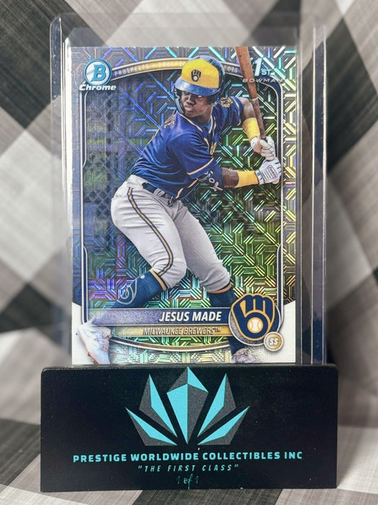 Jesus Made 2025 Bowman Chrome 1st Bowman Mojo Refractor #BCP-50 Brewers