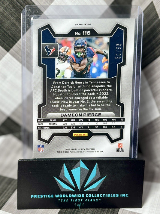 Dameon Pierce 2023 Panini Prizm Blue Sparkle Prizm /96 #116 Houston Texans