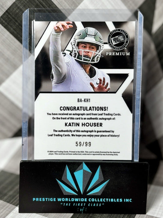 Katin Houser 2024 Leaf Press Pass Rookie Auto /99 #BA-KH1 MSU & East Carolina RC