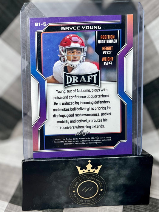 Bryce Young 2023 Leaf Draft Rookie #B1-5 - Panthers RC