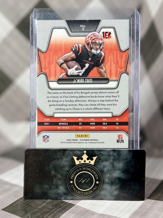 Ja'Marr Chase 2022 Panini Playbook Gold Foil 02/49 #5 Cincinnati Bengals SP