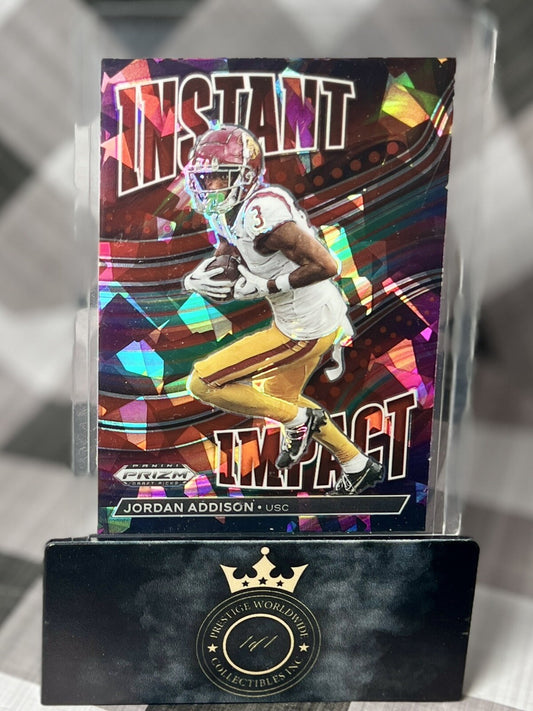 Jordan Addison 2023 Prizm Draft Picks Red Ice Prizm Instant Impact #II-9 USC MIN