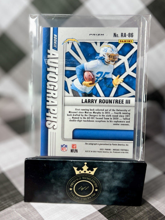 Larry Roundtree III 2021 Panini Mosaic Rookie Scripts Auto #RA-86 LA Chargers RC