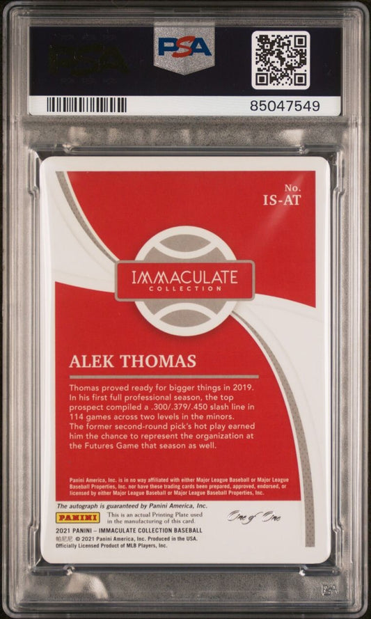 Alek Thomas 2021 Immaculate 1/1 Cyan Printing Plate PSA 9 / 9 #ISAT Diamondbacks