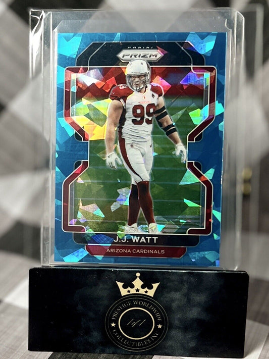 J.J. Watt 2021 Panini Prizm Blue Cracked Ice /99 #79 Arizona Cardinals & Texans