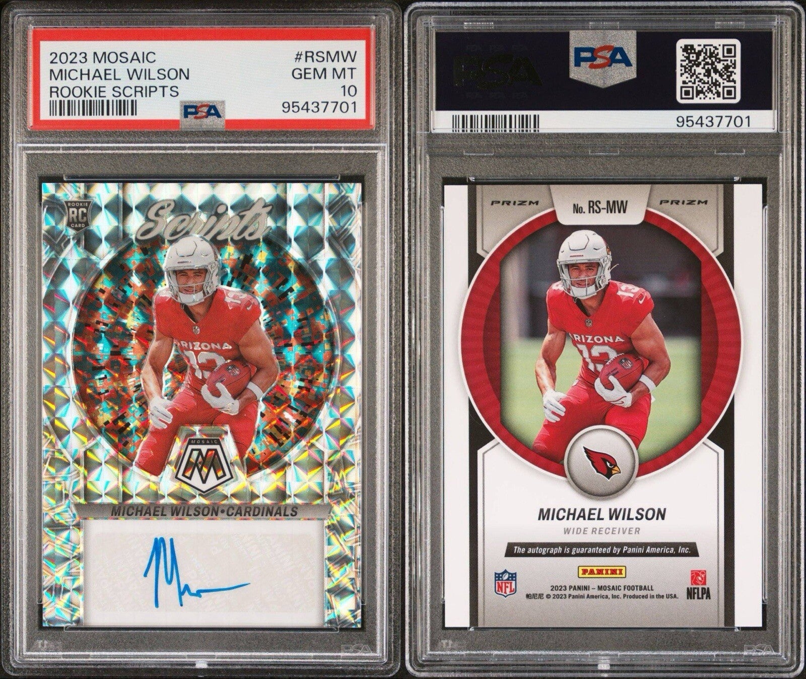 Michael Wilson 2023 Mosaic Rookie Scripts Silver Auto PSA 10 #RS-MW Cardinals RC