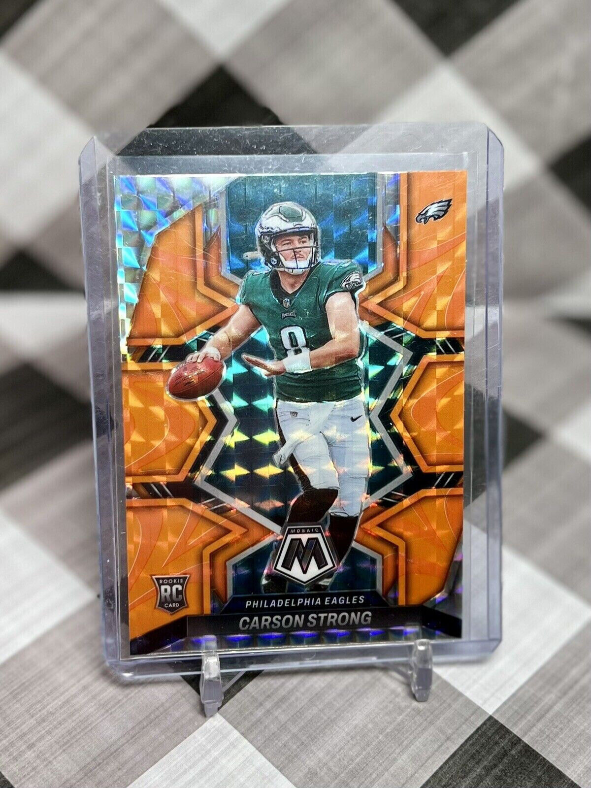 Carson Strong 2022 Panini Mosaic NFL Orange Reactive Rookie #306 Eagles RC