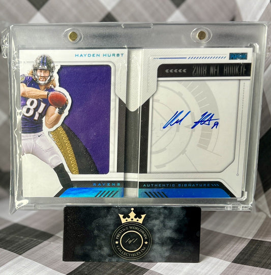 Hayden Hurst RC 2018 Playbook 3-Color Rookie Patch Auto Booklet /49 #238 Ravens