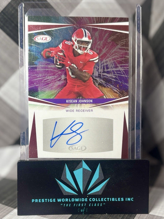 Kisean Johnson 2025 Sage High Series Rookie Red Auto #A-KJ2 WKU & Browns RC