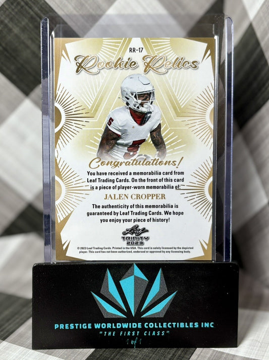 Jalen Cropper 2023 Leaf Trinity Rookie Relics Patch #RR-17 Dallas Cowboys RC