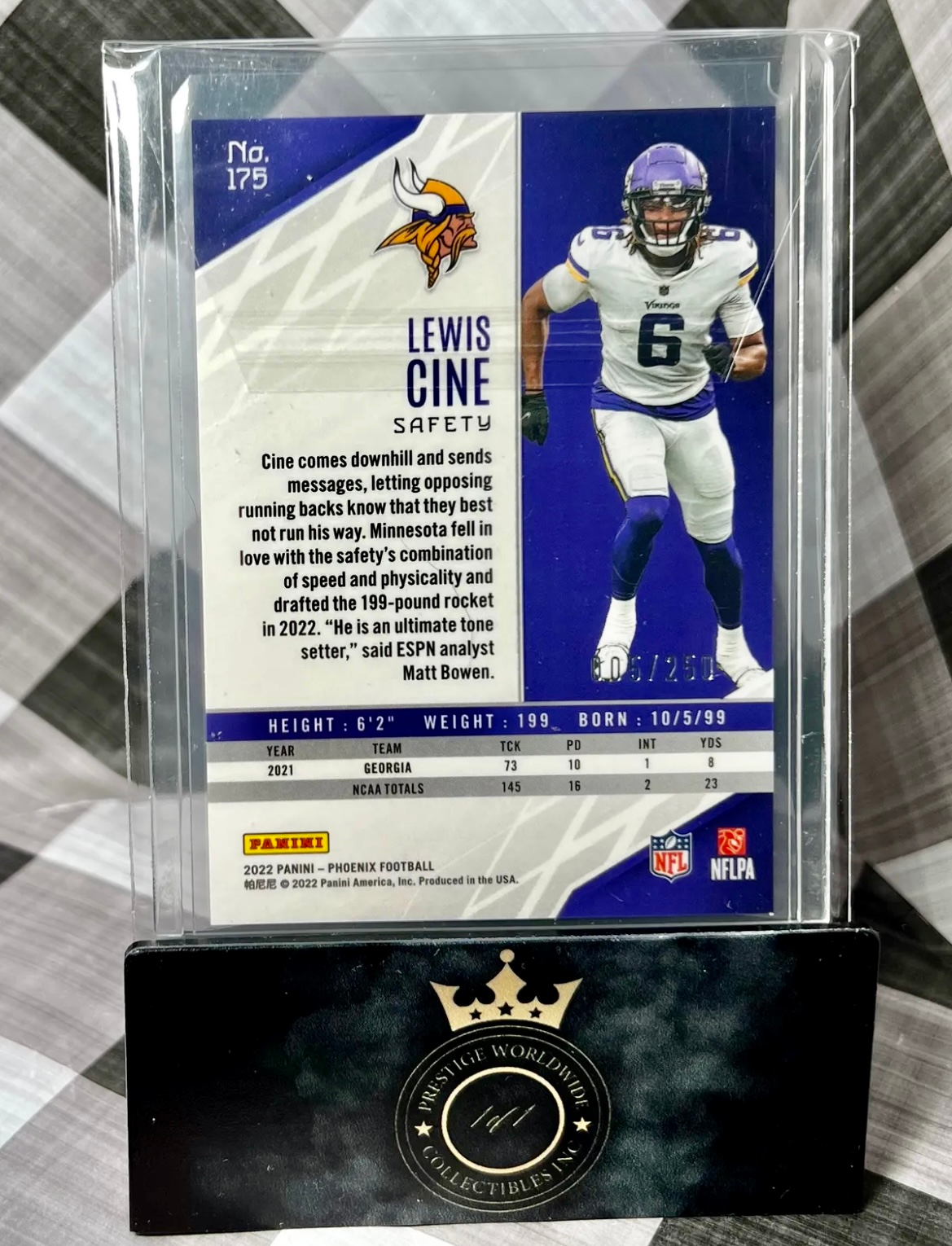 Lewis Cine 2022 Phoenix Red /250 #175 - MIN Vikings