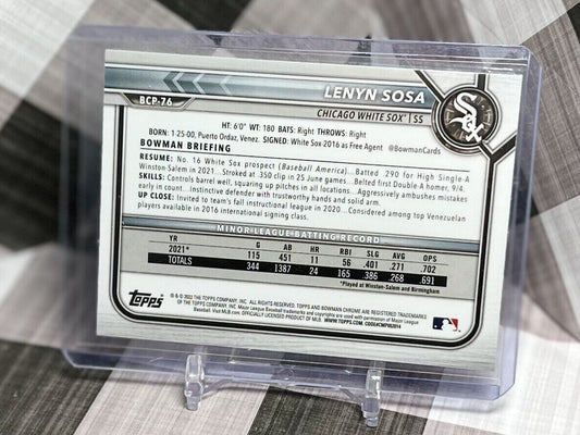 LENYN SOSA 2022 BOWMAN CHROME PROSPECT 1ST MOJO REFRACTOR #BCP-76 - WHITE SOX SP