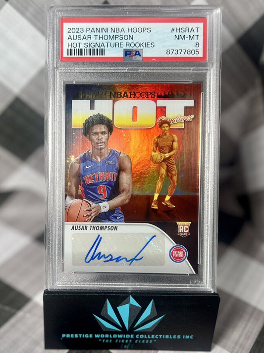 Ausar Thompson 2023-24 NBA Hoops Hot Signatures Rookie Auto PSA 8 #HSRAT Pistons
