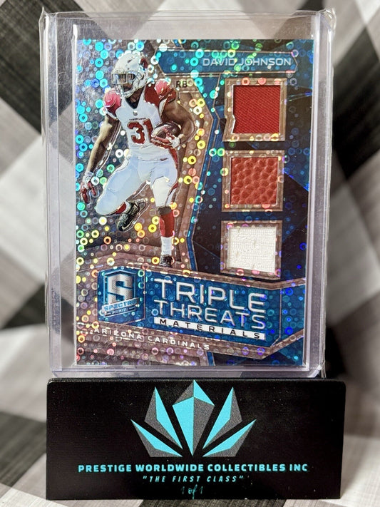 David Johnson 2017 Panini Spectra Triple Threats Neon Blue Prizm /50 #12 Cards