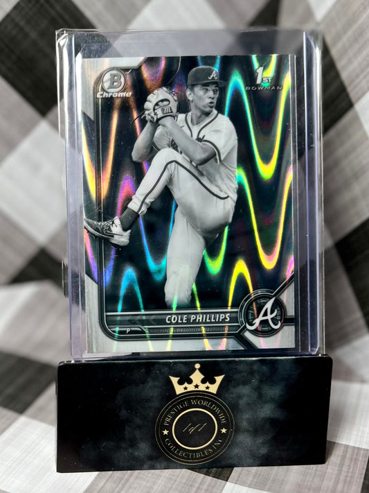 Cole Phillips 2022 Bowman Chrome 1st BW Raywave Refractor #BDC-90 ATL Braves