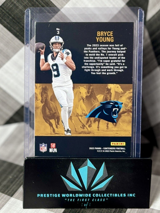 Bryce Young 2023 Panini Contenders Rookie Stallions Red #3 Carolina Panthers RC