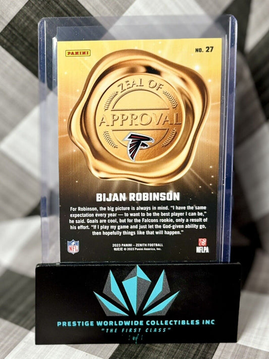 Bijan Robinson 2023 Panini Zenith Zeal of Approval Rookie #27 Atlanta Falcons RC