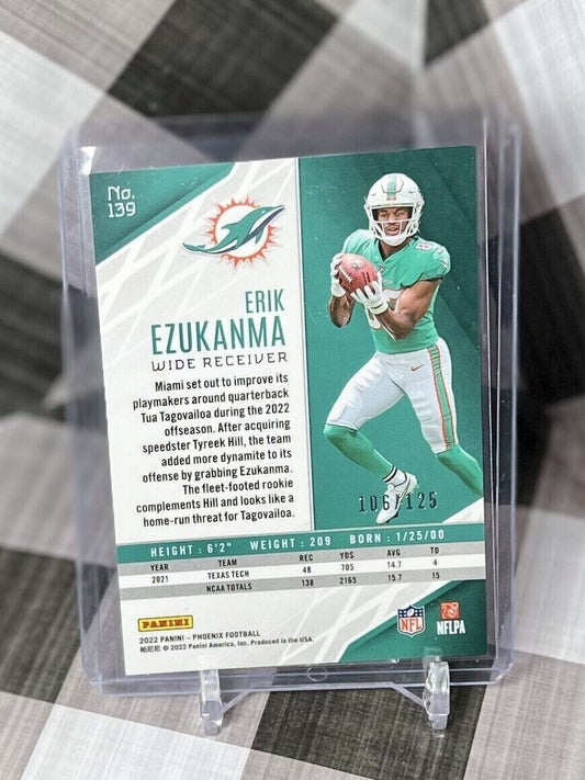ERIK EZUKANMA 2022 Panini Phoenix Purple Refractor Rookie /125 #139 Dolphins RC
