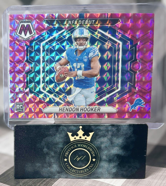 Hendon Hooker 2023 Mosaic NFL Debut Pink Camo Rookie #ND-1 Detroit Lions RC