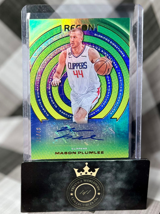 Mason Plumlee 2022-23 Recon Green Glorified Signatures Auto /49 #GS-MPL Clippers