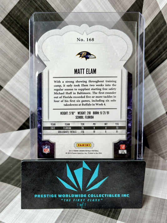 Matt Elam 2013 Crown Royale Gold Die Cut /99 #168 Baltimore Ravens SP