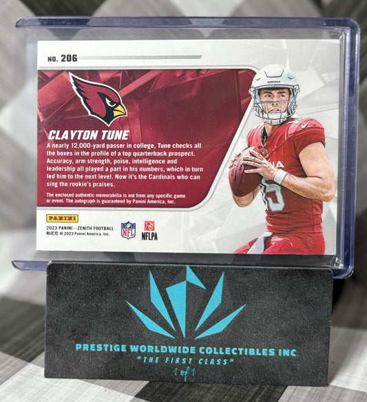 Clayton Tune 2023 Panini Zenith Tri Color Auto RPA /299 #206 Cardinals Rookie