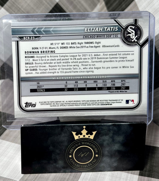 Elijah Tatis 2022 Bowman Chrome 1st Sapphire #BCP-23