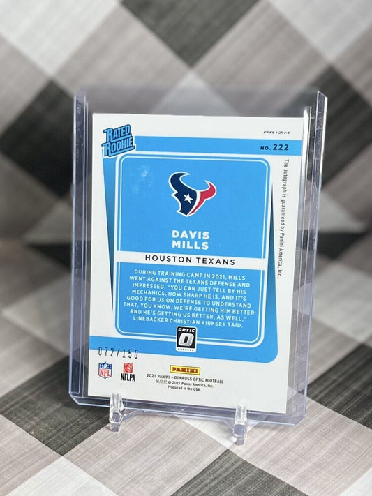 Davis Mills 2021 Panini Donruss Optic Rated Rookie Auto /150 #222 HOU Texans RC